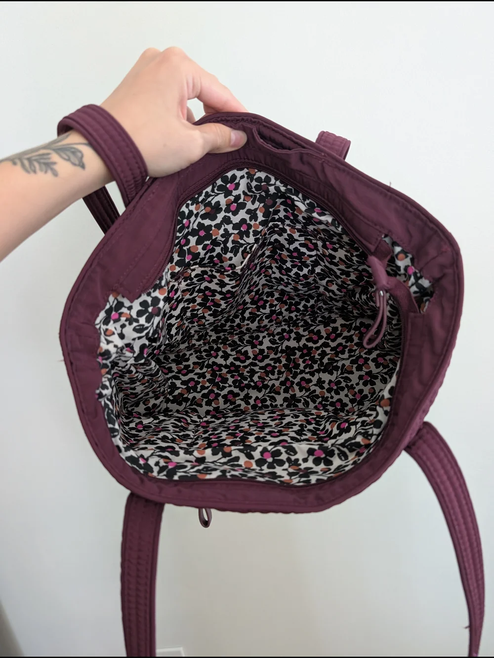 Quilted Vera Bradley Tote Bag in Deep Plum